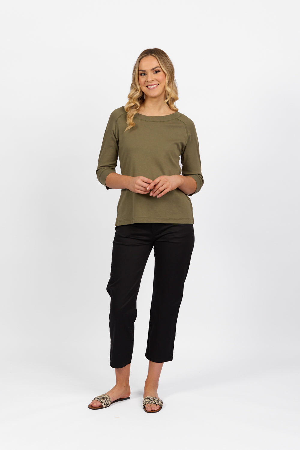 Vassalli Boat Neck 3/4 Sleeve Top